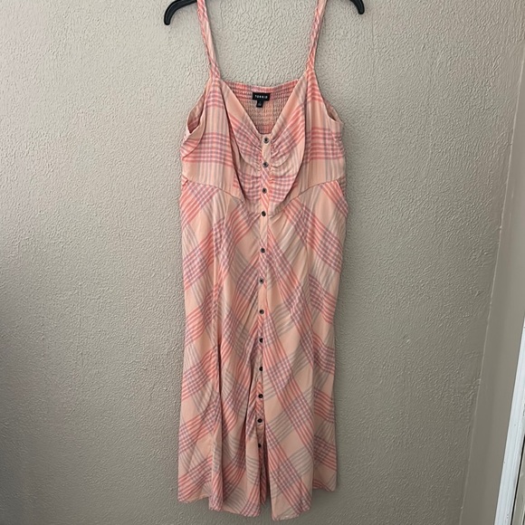 Torrid Womens Plus Plaid Challis Button Front Midi Dress, Pink Peach, Size 1/1X - Picture 1 of 9